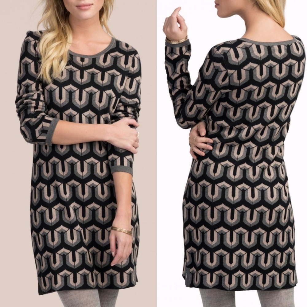 HATLEY Abigail Modern Geometric Sweater Dress XS